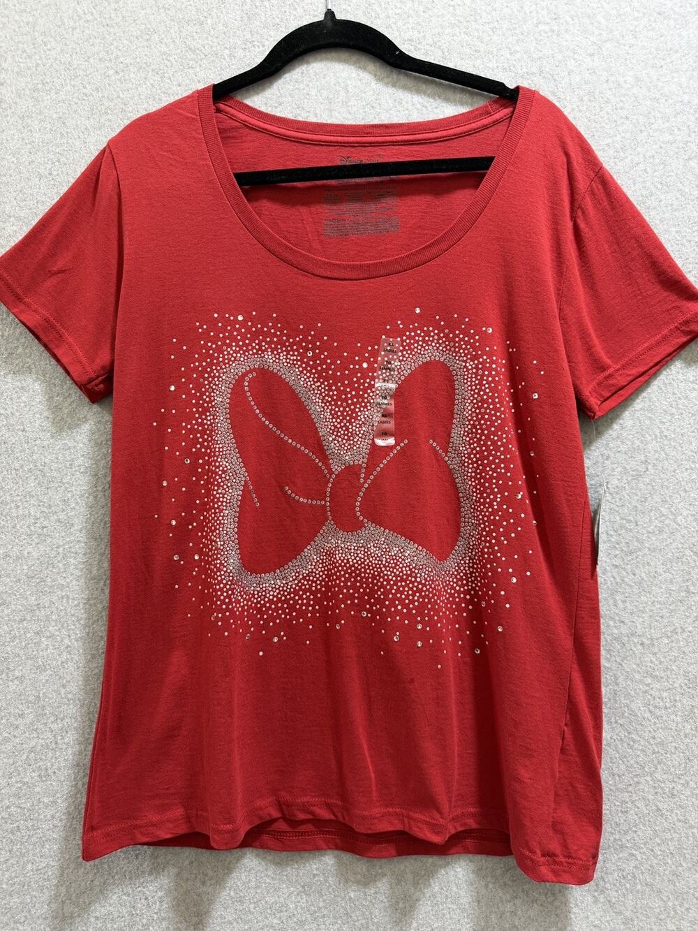 Disney Store Minnie Mouse Rhinestone Red T-Shirt Women’s XL NWT 100% Cotton